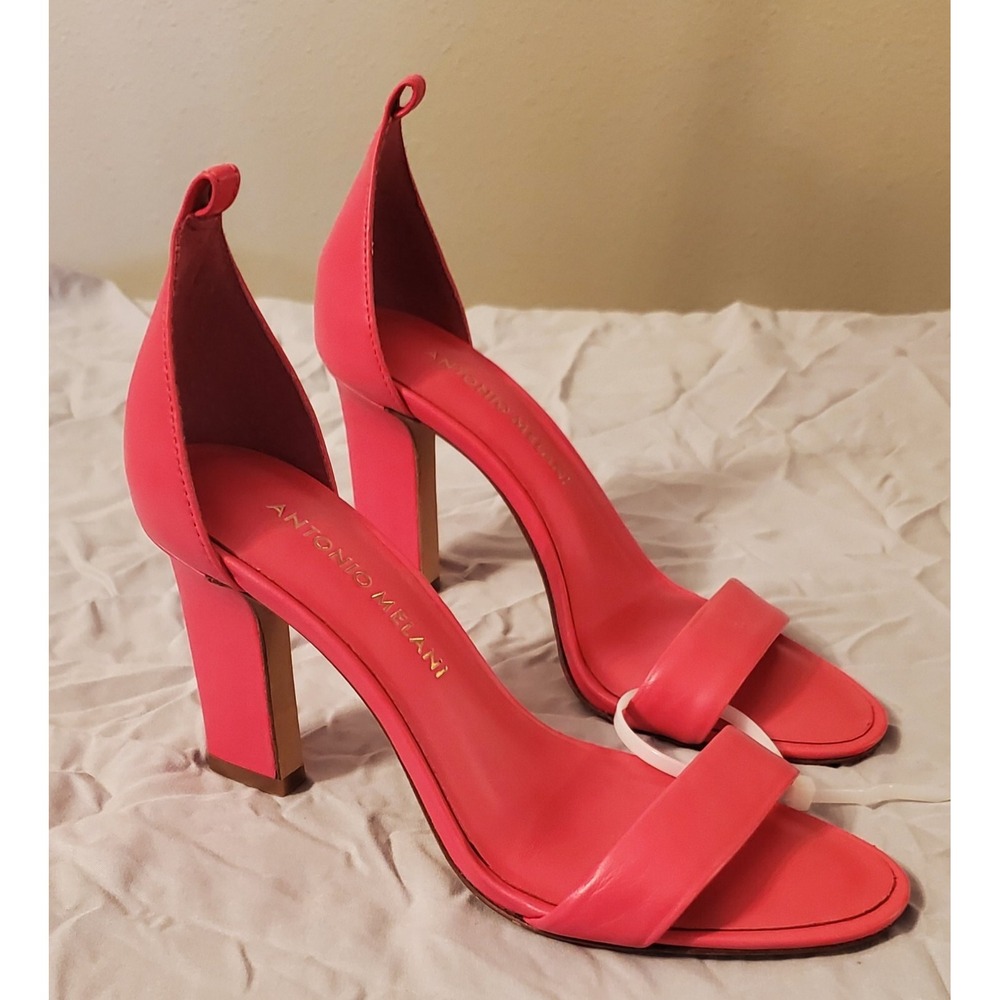 Antonio Melani Bright Hot Pink Slip On Heeled Open Toe Sandal Size 5.5